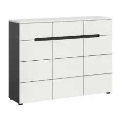 Hioshop Canu schoenenkast 3 deuren- 3 lades wit- grijs