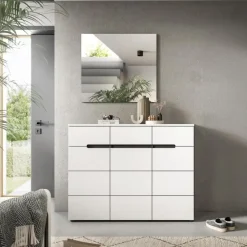 Hioshop Canu schoenenkast 3 deuren- 3 lades wit- grijs