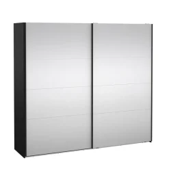 Hioshop Catania schuifdeurkast 2 deuren met spiegel 245x220cm mat zwart