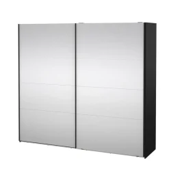 Hioshop Catania schuifdeurkast 2 deuren met spiegel 245x220cm mat zwart