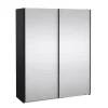 Hioshop Catania schuifdeurkast 2 deuren met spiegel 180x220cm mat zwart