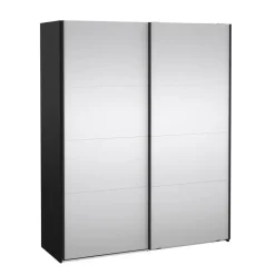 Hioshop Catania schuifdeurkast 2 deuren met spiegel 180x220cm mat zwart
