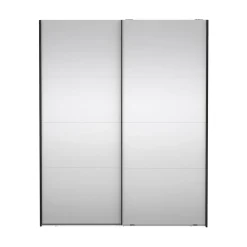 Hioshop Catania schuifdeurkast 2 deuren met spiegel 180x220cm mat zwart