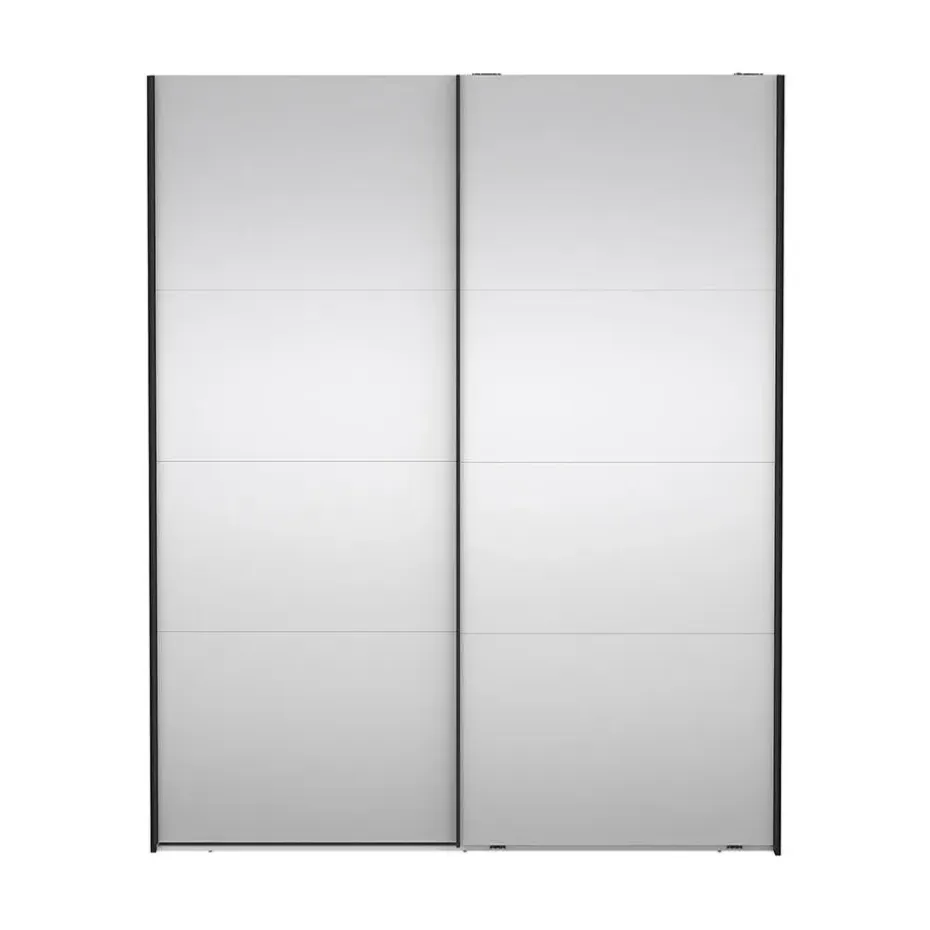 Hioshop Catania schuifdeurkast 2 deuren met spiegel 180x220cm mat zwart