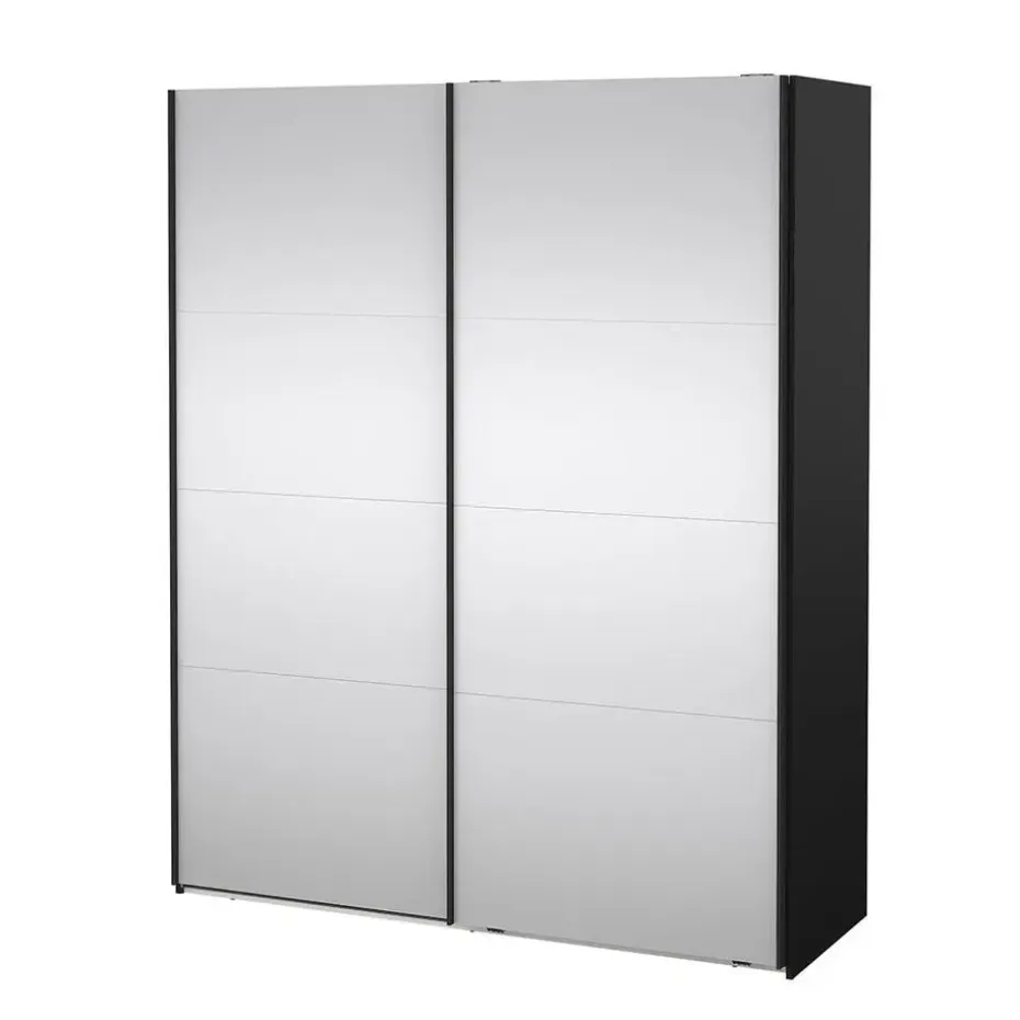 Hioshop Catania schuifdeurkast 2 deuren met spiegel 180x220cm mat zwart