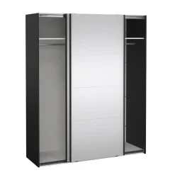 Hioshop Catania schuifdeurkast 2 deuren met spiegel 180x220cm mat zwart
