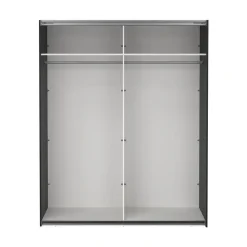 Hioshop Catania schuifdeurkast 2 deuren met spiegel 180x220cm mat zwart