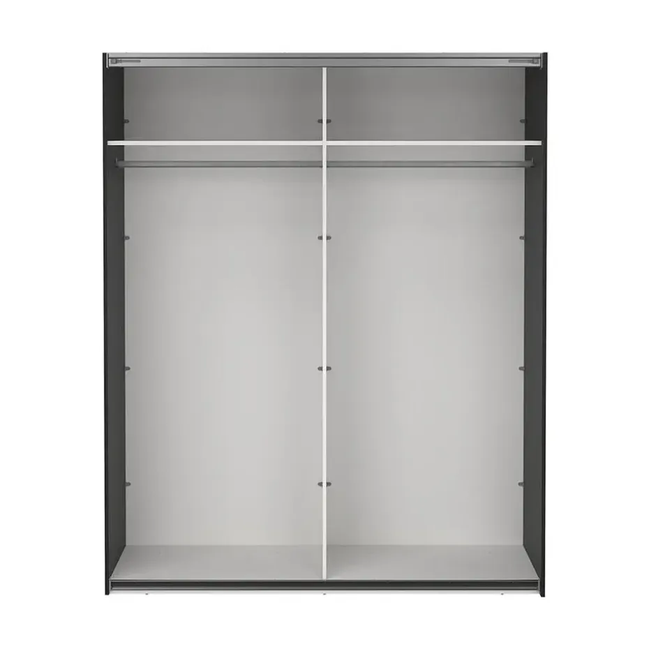 Hioshop Catania schuifdeurkast 2 deuren met spiegel 180x220cm mat zwart