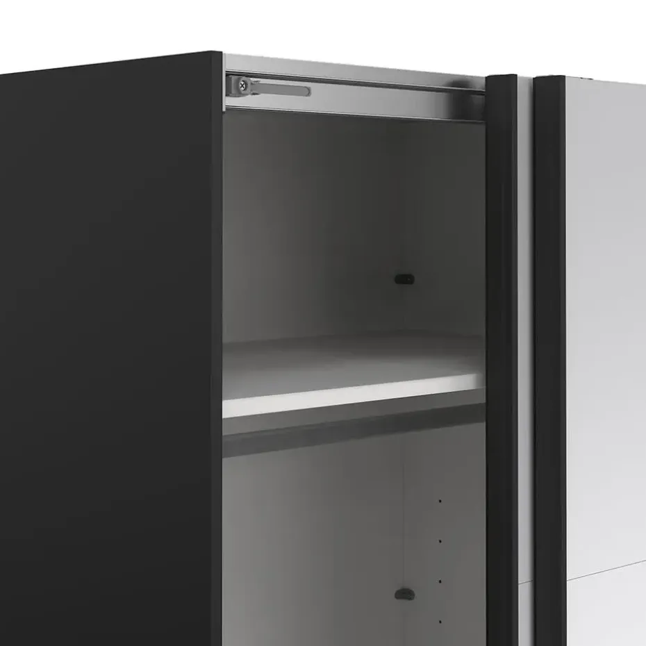 Hioshop Catania schuifdeurkast 2 deuren met spiegel 180x220cm mat zwart