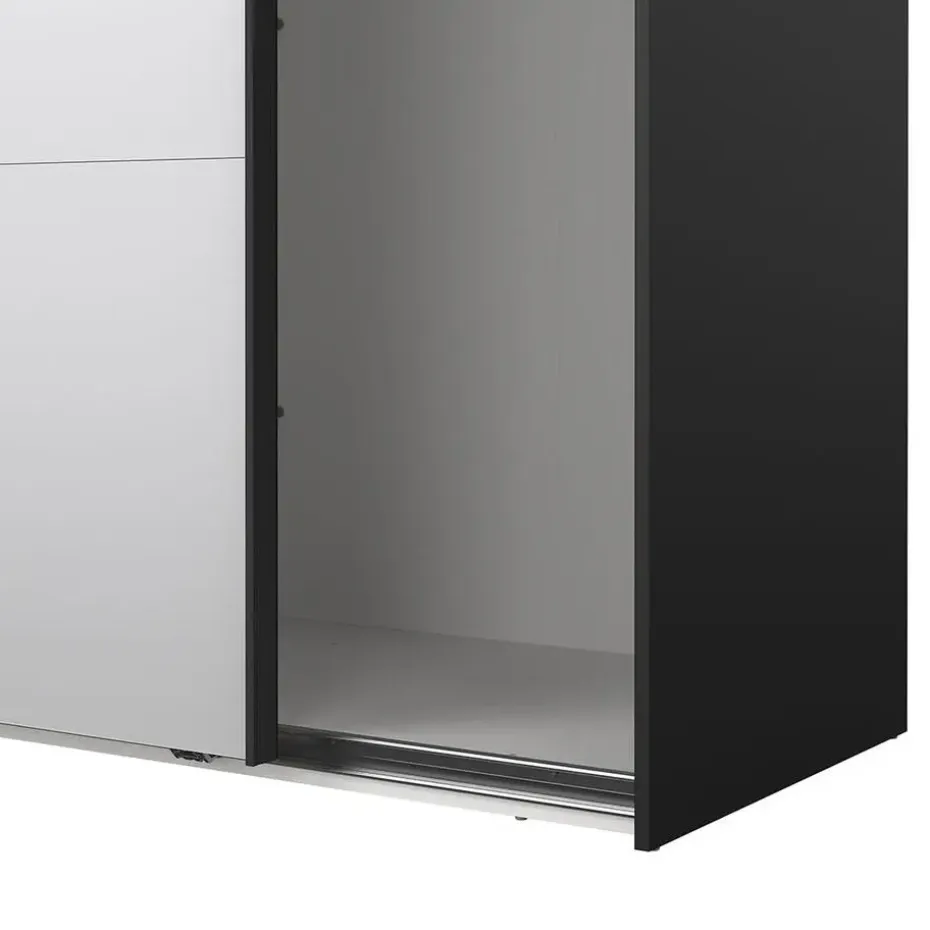 Hioshop Catania schuifdeurkast 2 deuren met spiegel 180x220cm mat zwart