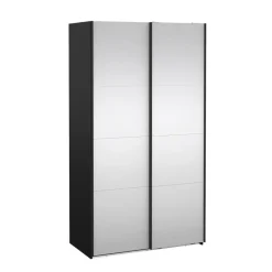 Hioshop Catania schuifdeurkast 2 deuren met spiegel 120x220cm mat zwart