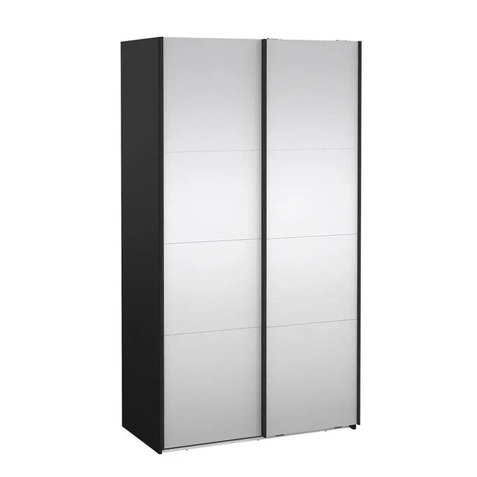 Hioshop Catania schuifdeurkast 2 deuren met spiegel 120x220cm mat zwart