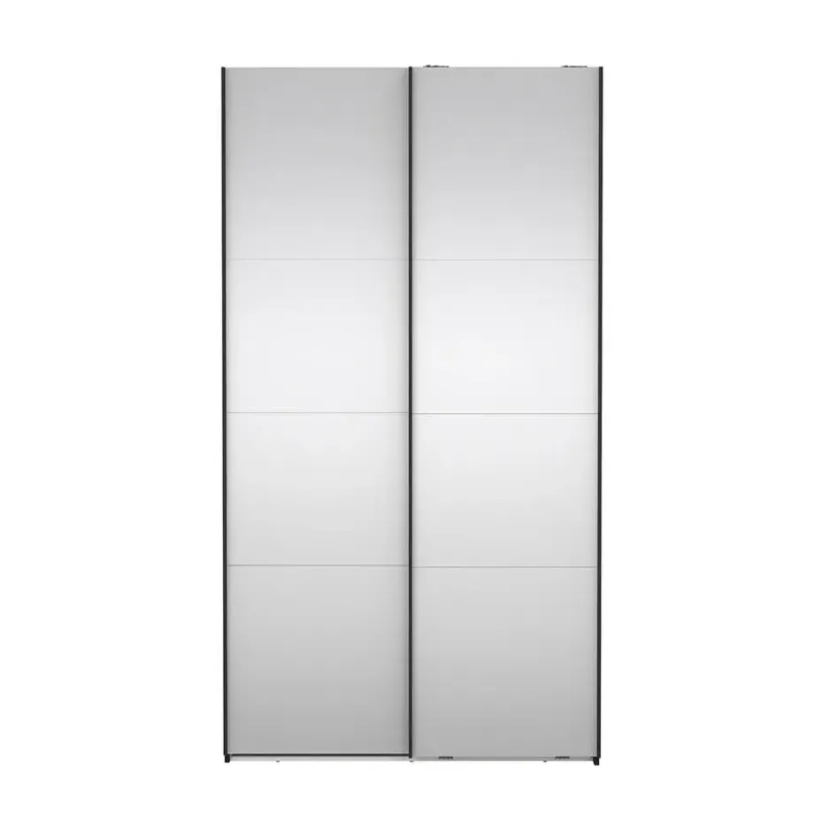 Hioshop Catania schuifdeurkast 2 deuren met spiegel 120x220cm mat zwart