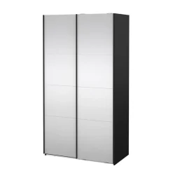 Hioshop Catania schuifdeurkast 2 deuren met spiegel 120x220cm mat zwart