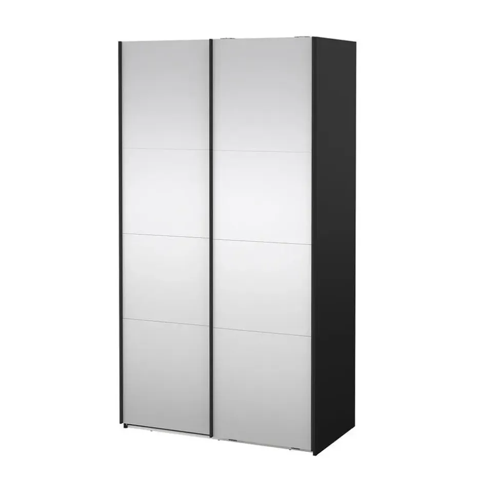 Hioshop Catania schuifdeurkast 2 deuren met spiegel 120x220cm mat zwart