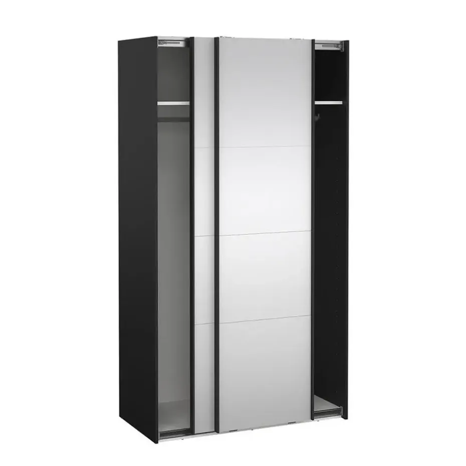 Hioshop Catania schuifdeurkast 2 deuren met spiegel 120x220cm mat zwart