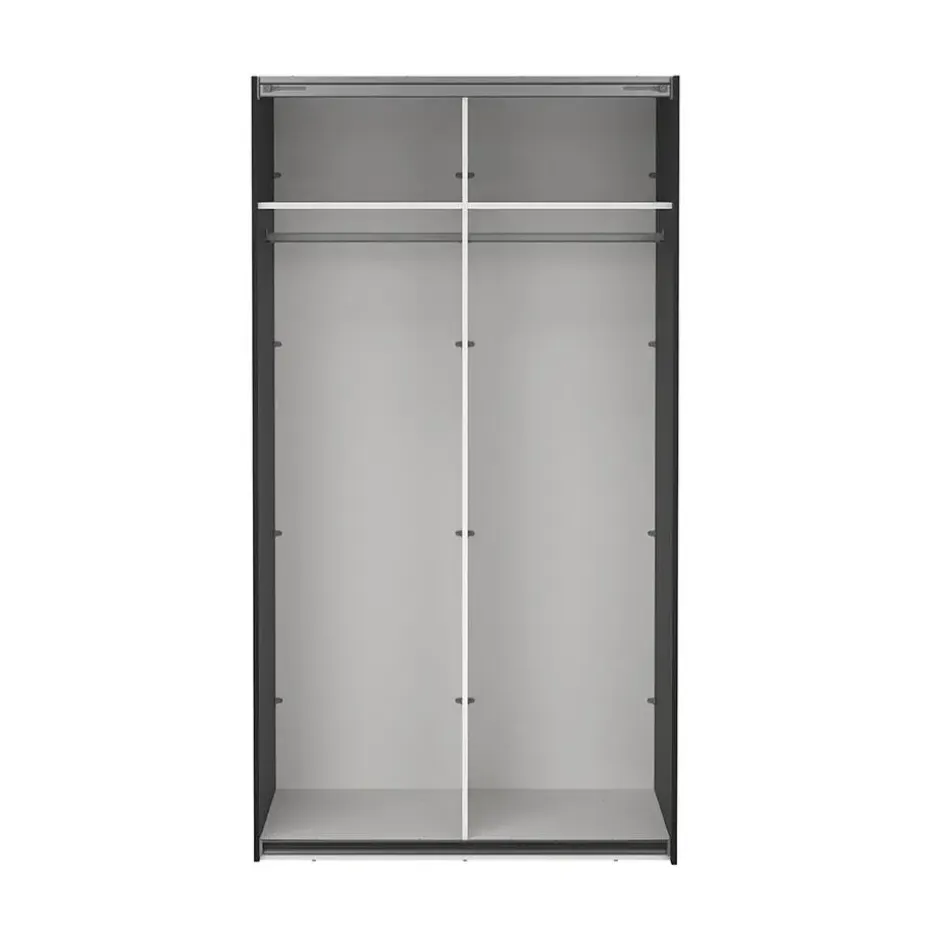 Hioshop Catania schuifdeurkast 2 deuren met spiegel 120x220cm mat zwart