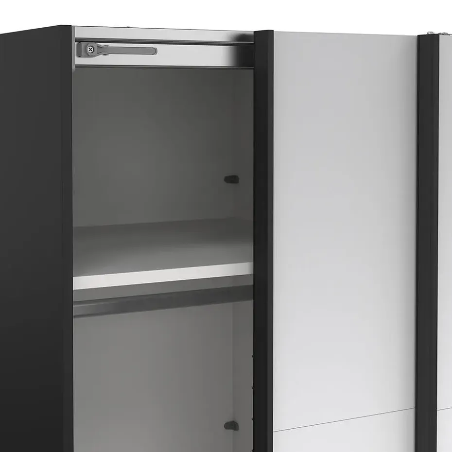 Hioshop Catania schuifdeurkast 2 deuren met spiegel 120x220cm mat zwart