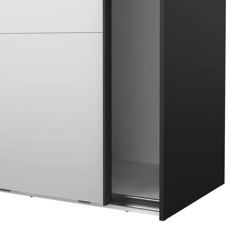 Hioshop Catania schuifdeurkast 2 deuren met spiegel 120x220cm mat zwart