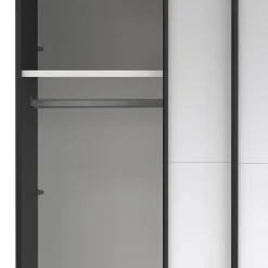 Hioshop Catania schuifdeurkast 2 deuren met spiegel 120x220cm mat zwart