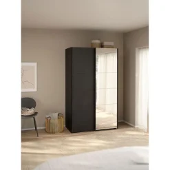 Hioshop Catania schuifdeurkast 2 deuren 120x200cm mat zwart