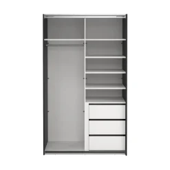 Hioshop Catania schuifdeurkast 2 deuren 120x200cm mat zwart