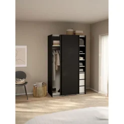 Hioshop Catania schuifdeurkast 2 deuren 120x200cm mat zwart