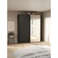 Hioshop Catania schuifdeurkast 2 deuren 180x220cm mat zwart