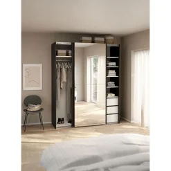 Hioshop Catania schuifdeurkast 2 deuren 180x220cm mat zwart