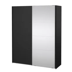 Hioshop Catania schuifdeurkast 2 deuren 180x220cm mat zwart