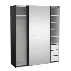 Hioshop Catania schuifdeurkast 2 deuren 180x220cm mat zwart