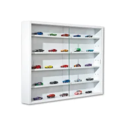 Hioshop Comit vitrinekast voor wandmontage- 2 glazen deuren wit