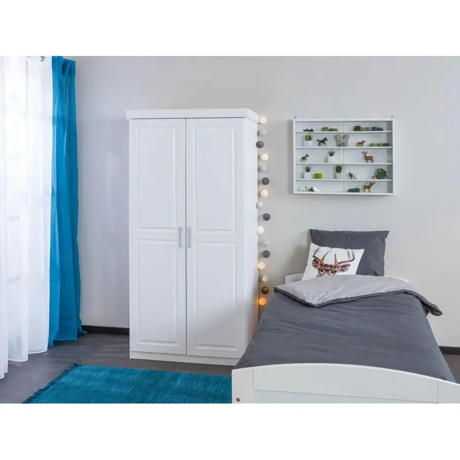 Hioshop Comit vitrinekast voor wandmontage- 2 glazen deuren wit