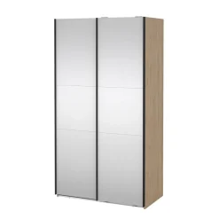 Hioshop Como schuifdeurkast 2 deuren met spiegel 120x220cm eikdecor