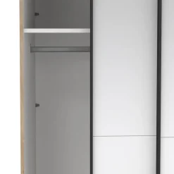 Hioshop Como schuifdeurkast 2 deuren met spiegel 120x220cm eikdecor