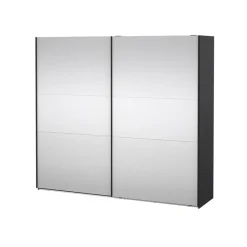 Hioshop Como schuifdeurkast 2 deuren met spiegel 245x220cm mat grijs