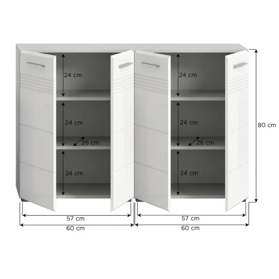 Hioshop Copa badkamer C7 wit hoogglans- lichtgrijs