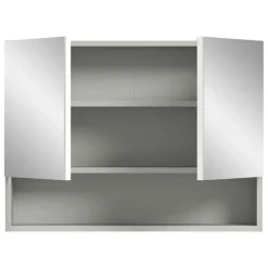 Hioshop Copa spiegelkast 2 deuren 1 vak 1 plank lichtgrijs- spiegel
