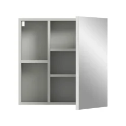 Hioshop Copa spiegelkast 1 deur 2 vakken lichtgrijs- spiegel