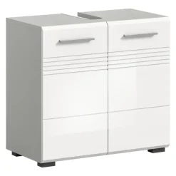 Hioshop Copa wastafel 2 deuren wit hoogglans- lichtgrijs