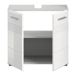 Hioshop Copa wastafel 2 deuren wit hoogglans- lichtgrijs