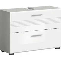 Hioshop Copa wastafel 2 lades wit hoogglans- lichtgrijs