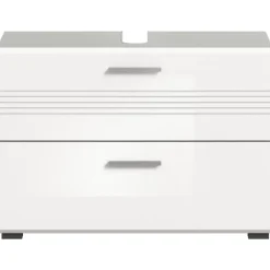 Hioshop Copa wastafel 2 lades wit hoogglans- lichtgrijs