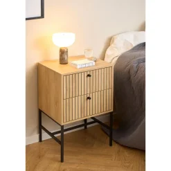 Hioshop Dylan nachtkastje 2 lades natuur