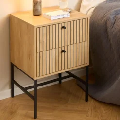 Hioshop Dylan nachtkastje 2 lades natuur