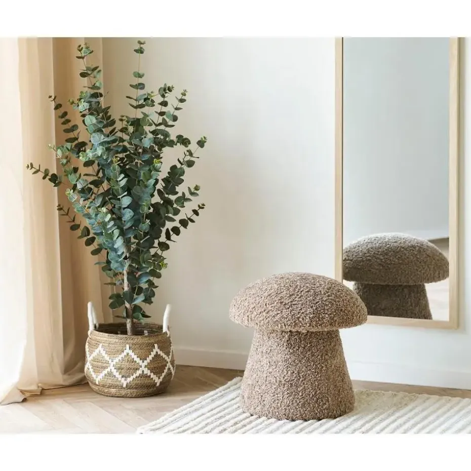 Hioshop Gida poef Ø45cm imitatiebont bruin