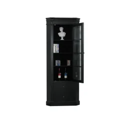 Hioshop Hoekvitrinekast hoekkast zwart antiek patine barok Mozart