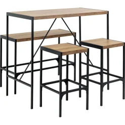 Hioshop Hugo bartafel set tafel- bank en 2 stoelen natuur