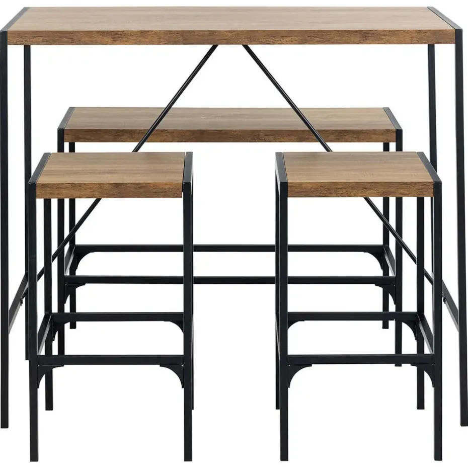 Hioshop Hugo bartafel set tafel- bank en 2 stoelen natuur