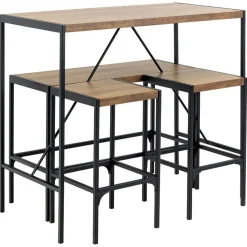 Hioshop Hugo bartafel set tafel- bank en 2 stoelen natuur